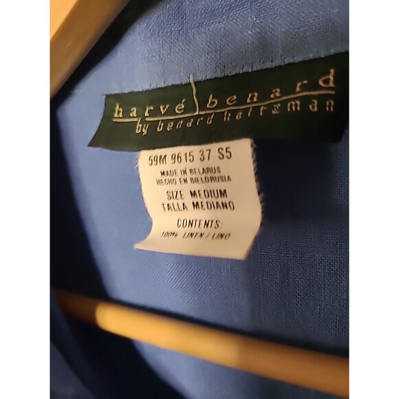 Womens  Linen Top Sz Medium Blue Lagenlook Button Up Summer Coastal Minimalist - Picture 6 of 10